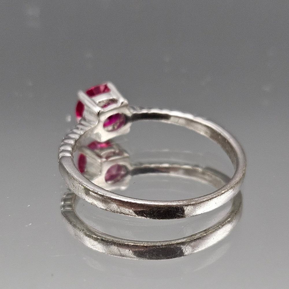 Sterling Silver Solitaire Ruby Engagement Ring Si… - image 2